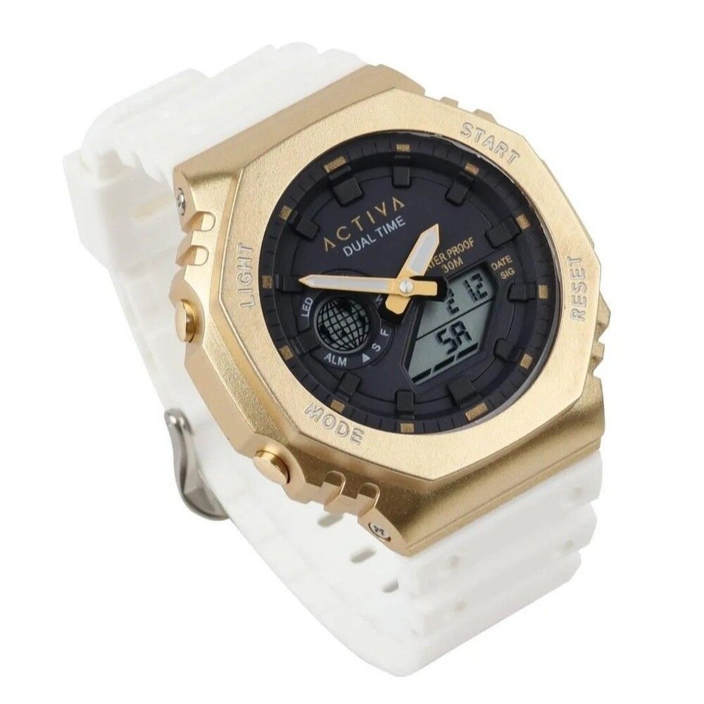 Ativa Women's Gold & White Dual Time Sport Watch